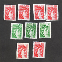  9 عدد تمبر مربوط به کشور فرانسه